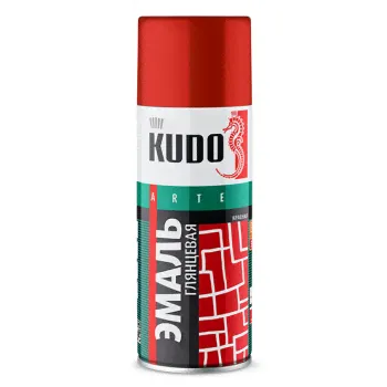 Эмаль аэрозольная глянцевая красная "KUDO", 520мл-0